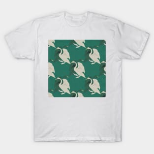 Swans on Vintage Pine Green T-Shirt